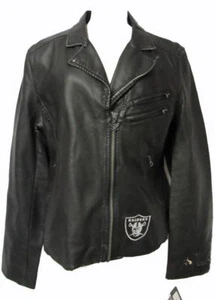 Raiders Womens Size Large Touch by Alyssa Milano Faux Leather Jacket A1 1341 - Picture 1 of 9