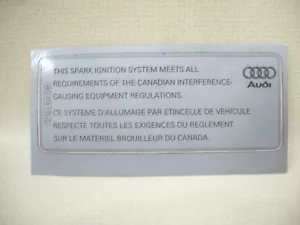 AUDI CAUTION LABEL VEHICLE EMISSION INFORMATION LABEL NEW OEM - Foto 1 di 1