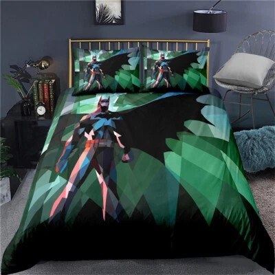 Single/Double/Queen/King Bed Quilt Doona Duvet Cover Set Pillowcase Batman Green - Image 1 of 2