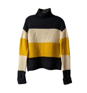 C & C California Women's Knit Wool blend Long Sleeve Turtleneck Sweater Striped - Picture 1 of 13