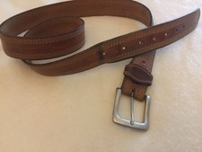 CARHARTT  Men's Stitched Leather Brown  Roller Belt  Buckle Size 46