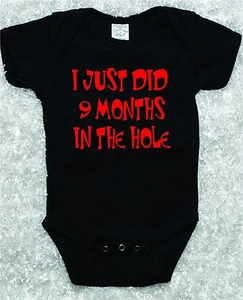 Cute Funny I Just Did 9 Months In The Hole Baby One Piece Romper Toddler Shirt - Picture 1 of 6