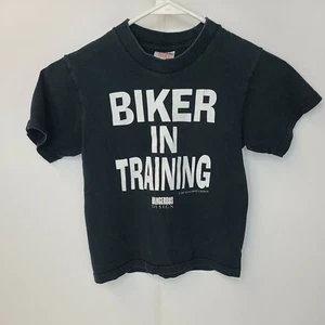 Vintage '01 Biker in Training Dangerous Design Shirt YOUTH Size 6-8 100% Cotton - Picture 1 of 7