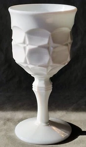 Vtg Indiana Constellation Thumbprint Milk Glass Water Goblet Chalice 7 1/8" EUC! - Picture 1 of 3
