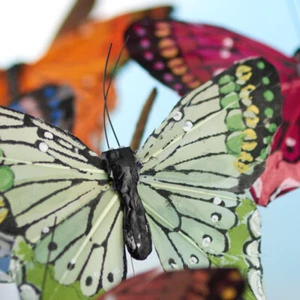Lot of 12 Realistic Look Assorted Color Feathered 4-1/2" Artificial Butterflies - Picture 1 of 4