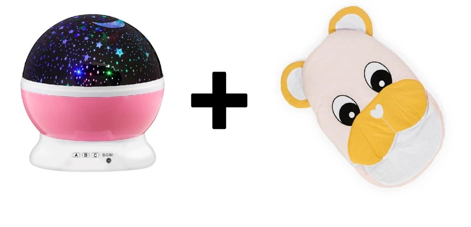 MARKENLOS LED Sternenlicht Nachtlicht Rosa + Schlafsack Bär -- Retourenware--