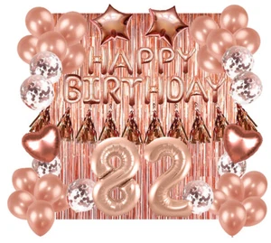 Designer Rose Gold 82nd Happy Birthday Balloon Banner Party Decoration Supplies - Picture 1 of 10