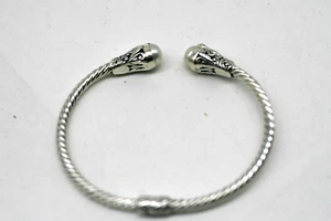 ATI Sterling Silver BIRD White Pearls Cuff Torque Hinged Bangle 10.9g L2 - Picture 1 of 9