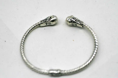 Brazalete con bisagras ATI de plata esterlina BIRD perlas blancas par 10,9 g L2 Foto 1 de 4