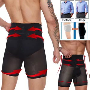 2x Men Slim Compression High Waist Boxer Shorts Body Shaper Girdle Panty Briefs - Picture 1 of 19