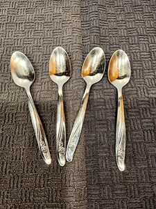 Oneida Stainless Teaspoons ROSEANNE Discontinued Set of 4 - Picture 1 of 3