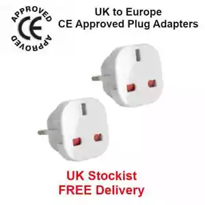 2 x UK To EU Euro Europe European Travel Adaptor Plug 2 Pin Adapter CE Approved - Picture 1 of 2