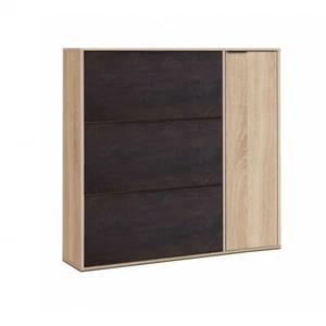 Zapatero con 4 Puertas abatibles en Roble y efecto industrial 106 x 22 x 115 cm - Imagen 1 de 2