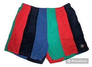 Vintage VESSELS Swim Trunks Boat Thick Stripes Mesh Lining Mens LARGE ColorBlock - Picture 1 of 15