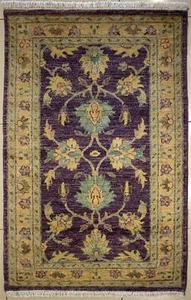 Teppichstc 3x5 Senneh Chobi Ziegler Lila Vorleger, Naturfarbe, Handgeknüpft, Wolle - Bild 1 von 5