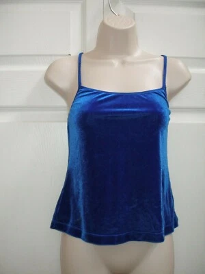 Camiseta sin mangas WARNER'S S/M de terciopelo azul con correas de espagueti elásticas para mujer  Foto 1 de 4