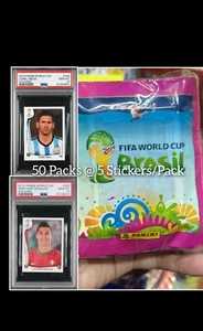2014 Panini FIFA World Cup Brazil Stickers 50 Packs Lionel Messi? Ronaldo? b1 - Picture 1 of 5