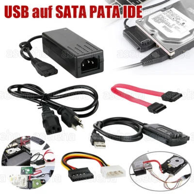 Adapter USB 3.0 auf SATA IDE 2.5" 3.5" HDD SSD Festplatte CD DVD ROM + Netzteil - Bild 1 von 4