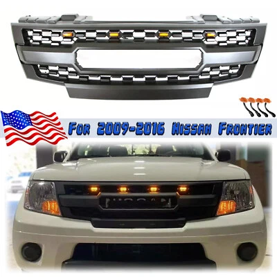 For 2009-2016 Nissan Frontier Front Grille Bumper Black Grill W/Lights & Letters - Image 1 of 4
