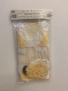 Vintage 18” Yellow Country Doll Dress W/pinafore Hat Socks Shoes New Old Stock - Picture 1 of 7