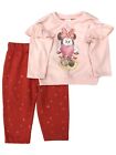 Disney Infant Girls Pink & Red Heart Minnie Mouse Outfit Pants & Sweatshirt