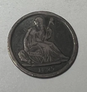 1837 Half Dime No Stars Large Date - Circulated with bending - Picture 1 of 8