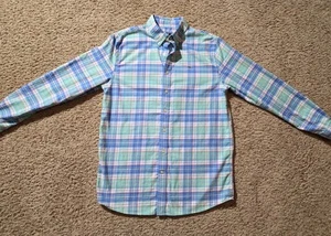 Vineyard Vines Whale Shirt Girls XL 18 long sleeve plaid flannel 100% Cotton  - Picture 1 of 11