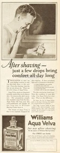 1925 Williams Aqua Velva After Shaving a Few Drops Bring Comfort All Day Long Ad - Picture 1 of 1