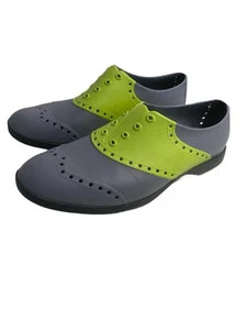 Zapatos Biion Saddle sin cordones sin clavos punta de ala de golf gris lima goma M6/W8 - Imagen 1 de 5
