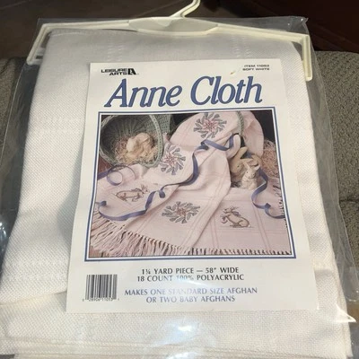 Leisure Arts ANNE CLOTH Cross Stitch 18 Count Afghan 58" Soft White Fabric NEW - Image 1 of 4