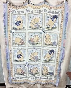 Vtg CLASSIC POOH Honey Pot Tapestry Blanket Winnie the Pooh Throw Disney Goodwin - Picture 1 of 12