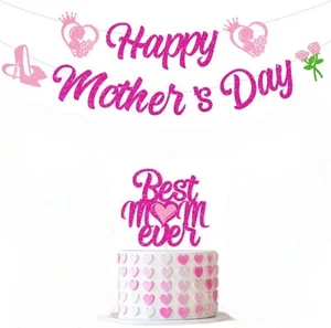 Mother's Day Decorations,Happy mother's day banner Party,Party Banner Pink - Picture 1 of 5