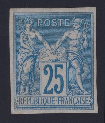 Lot 962 - (Colonies) n°35 Sage non dentelé 25c bleu neuf* TB - Signé / certif. - Photo 1/3