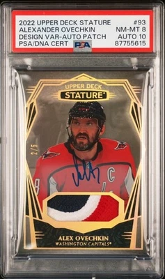 Алекс Овечкин 2022-23 Upper Deck Stature игровая б/у нашивка с автографом /5 PSA 10 AUTO 💎 - Изображение 1 из 3