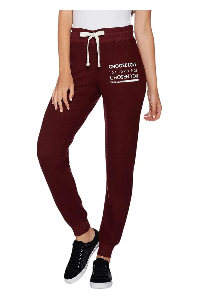 Pantalones de chándal Peace Love World para mujer cómodos tejidos con Afirmación Brgndy Foto 1 de 1
