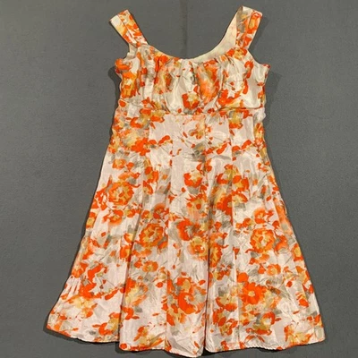 Babydoll Autumn Floral Print Dress Women's Size 16 Orange Sleeveless Fit & Flare - Image 1 of 4