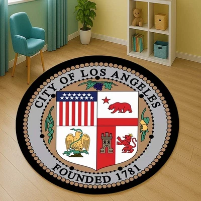 Los Angeles Rug, City Seal Carpet, California Decor, LA Home Decor, Historic Sea - Image 1 of 4