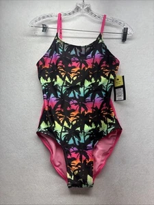 Girls Art Class Onepiece Swimsuit Pink Tropical Print XL (14) Retail $23 - Picture 1 of 6