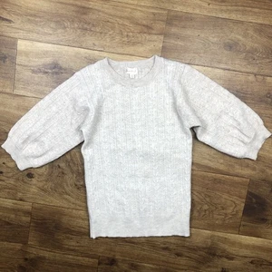 Hem & Thread Women Sz S Beige 3/4 Sleeve Blouse Shirt  - Picture 1 of 7