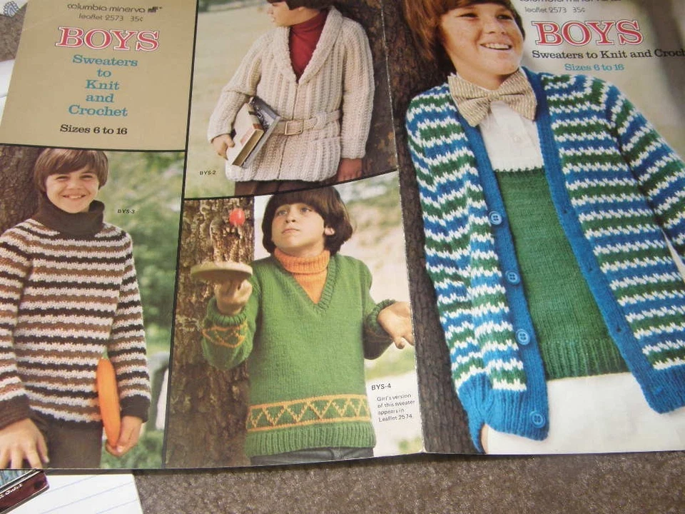 Columbia-Minerva Leaflet 2573 Boys Sweaters 1973 Knitting Patterns - Image 1 of 1