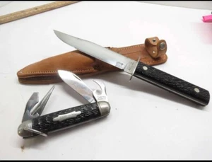 Vintage IMPERIAL Kamp-King Combo Camping Woodsman Hunting Knife Set Made USA - Picture 1 of 8