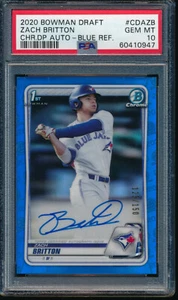 PSA 10 ZACH BRITTON AUTO 1st 2020 Bowman Chrome BLUE REFRACTOR #/150 RC GEM MINT - Picture 1 of 1