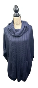 Talbots Navy Blue Cable Knit Cowel Neck Sweater Poncho Style Pullover Small NWT - Picture 1 of 9