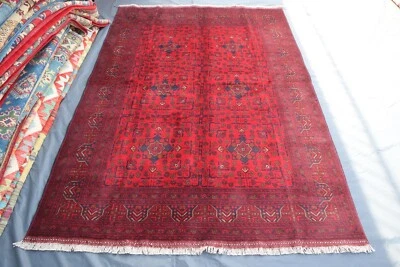 5'6x8 ft Afghan Hand Knotted Khal Mohammedi Rug, Living Room Bedroom Office Rug - Image 1 of 4
