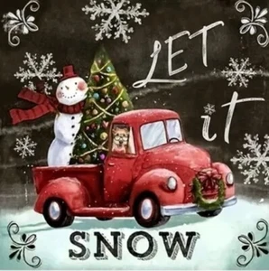 Christmas Snowman Vintage Pickup Truck 5D Diamond Art Painting Kit Round Drills - Picture 1 of 8