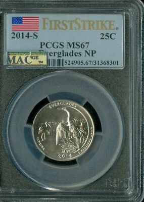 2014 S EVERGLADES FLAG QUARTER PCGS MS67 FS 2ND FINEST REGISTRY MAC SPOTLESS * - Image 1 of 2
