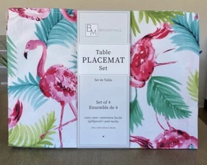 4  Benson Mills Tropical FLAMINGOS Large 13"x18" Spillproof Placemats NWT - Picture 1 of 4