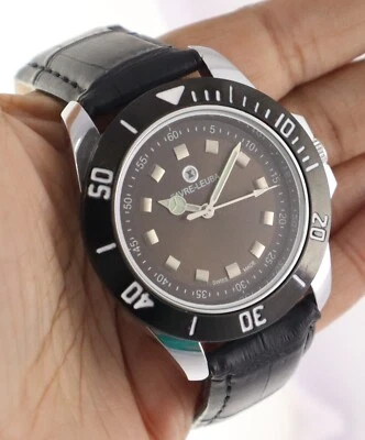 Bellissimo orologio da polso uomo Favre Leuba quadrante marrone 17J lunetta girevole carica manuale - Immagine 1 di 4