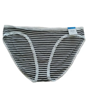 NWT JENNI Bikini Panty Size XL Striped W/ Lace Detail Cotton Blend - Image 1 of 4