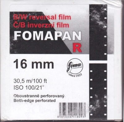 Fomapan B&W Reversal 100 ft 16mm Film ISO 100 ft. Double Perf Ex. 2023 05